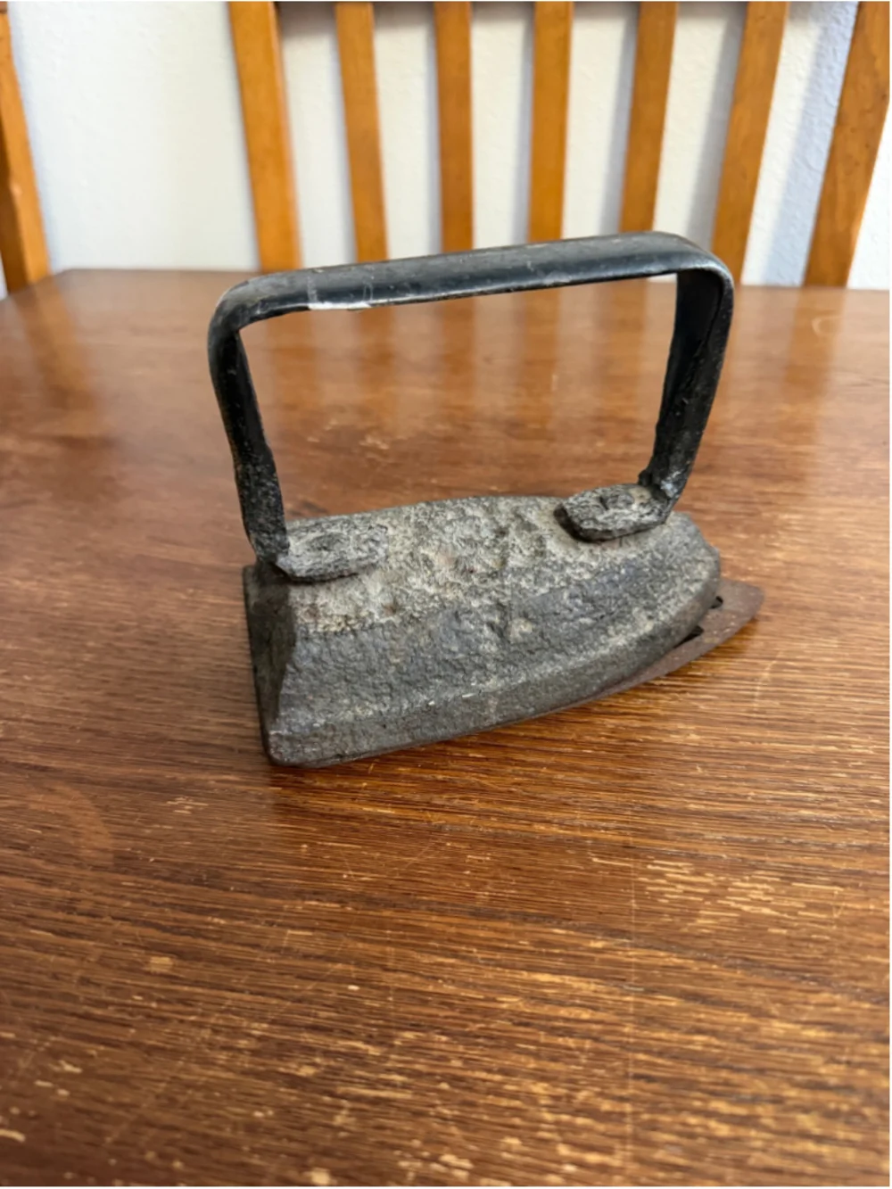Antique Cast Iron Sad Iron Flat Iron with Removable Gothic Trivet Primitive Farm